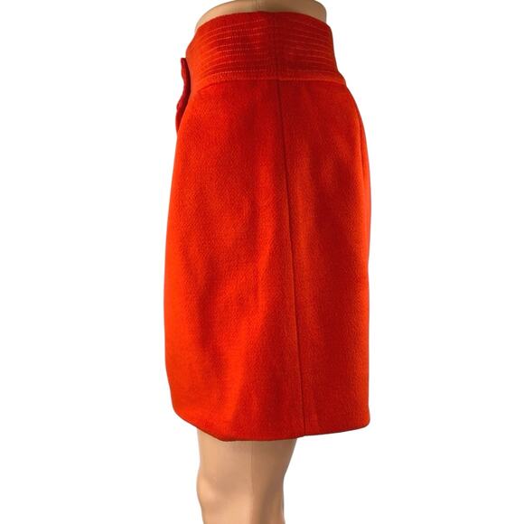 Majorelle Judy Red Orange Pleated High Waist Button Zip Mini A-Line Skirt Size S - Picture 2 of 4